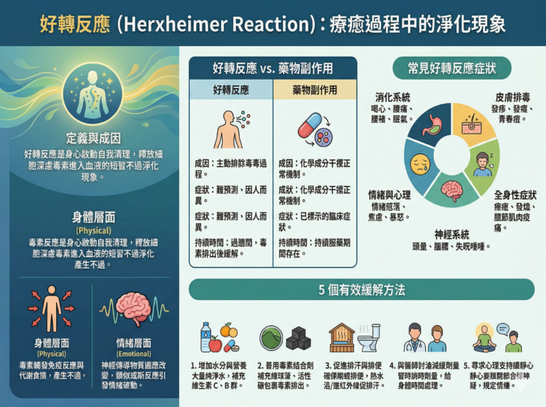好轉反應衛教文章封面圖：排毒過程中身體不適的原因與緩解方法